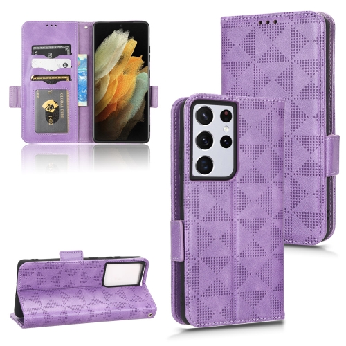 

For Samsung Galaxy S21 Ultra 5G Symmetrical Triangle Leather Phone Case(Purple)