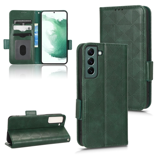 

For Samsung Galaxy S21+ 5G Symmetrical Triangle Leather Phone Case(Green)