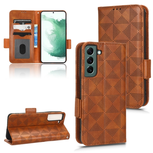 

For Samsung Galaxy S21 5G Symmetrical Triangle Leather Phone Case(Brown)