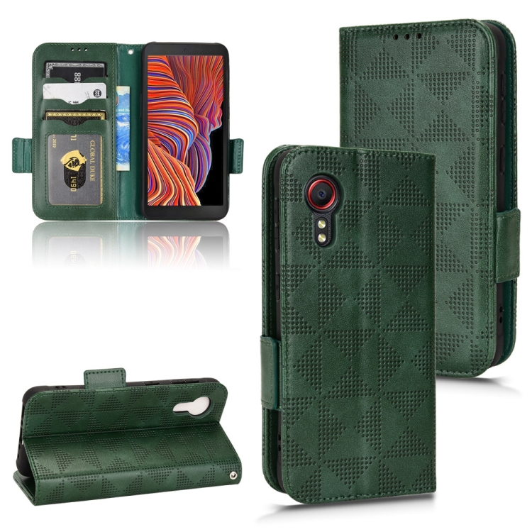 

For Samsung Galaxy Xcover 5 Symmetrical Triangle Leather Phone Case(Green)