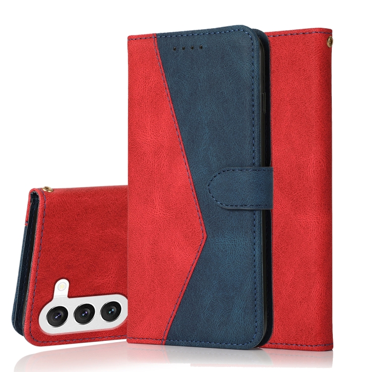 

For Samsung Galaxy S23 5G Dual-color Stitching Leather Phone Case(Red Blue)