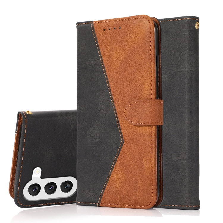 

For Samsung Galaxy S23+ 5G Dual-color Stitching Leather Phone Case(Black Brown)