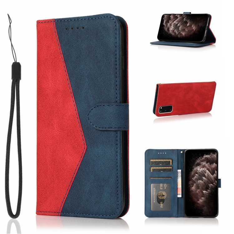 

For Samsung Galaxy S20 Dual-color Stitching Leather Phone Case(Red Blue)