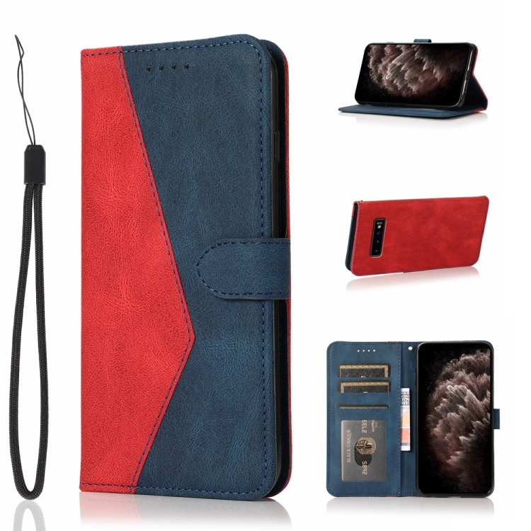 

For Samsung Galaxy S10 Dual-color Stitching Leather Phone Case(Red Blue)