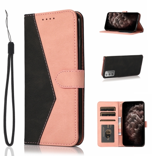 

For Samsung Galaxy Note20 Dual-color Stitching Leather Phone Case(Black Rose Gold)