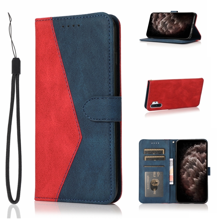 

For Samsung Galaxy Note10+ Dual-color Stitching Leather Phone Case(Red Blue)