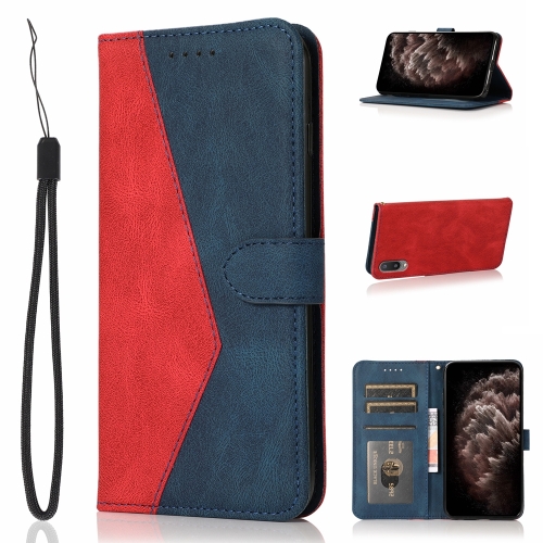 

For Samsung Galaxy A02 / M02 Dual-color Stitching Leather Phone Case(Red Blue)