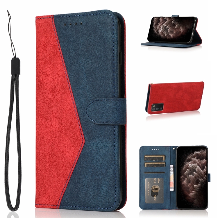 

For Samsung Galaxy A03s Dual-color Stitching Leather Phone Case(Red Blue)