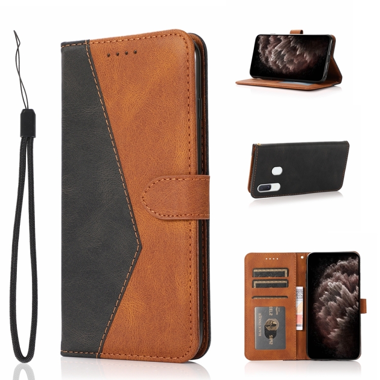 

For Samsung Galaxy A40 Dual-color Stitching Leather Phone Case(Black Brown)