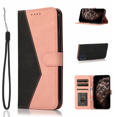 

For Samsung Galaxy A51 4G Dual-color Stitching Leather Phone Case(Black Rose Gold)