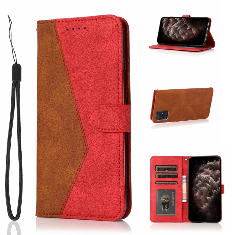 

For Samsung Galaxy A51 5G Dual-color Stitching Leather Phone Case(Brown Red)