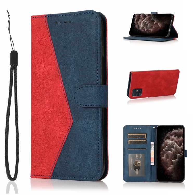 

For Samsung Galaxy A71 4G Dual-color Stitching Leather Phone Case(Red Blue)
