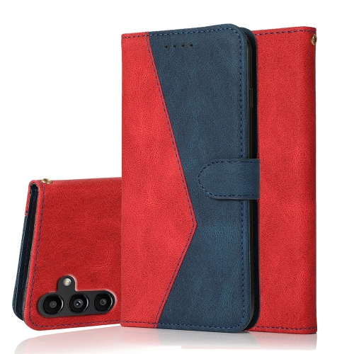 

For Samsung Galaxy S23 FE 5G Dual-color Stitching Leather Phone Case(Red Blue)