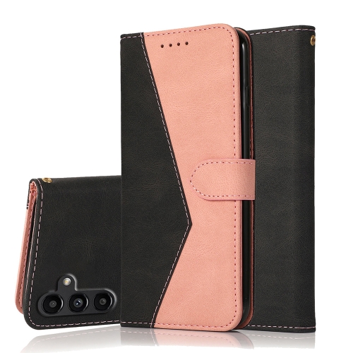 

For Samsung Galaxy S23 FE 5G Dual-color Stitching Leather Phone Case(Black Rose Gold)