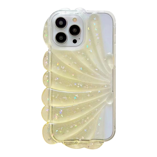 

For iPhone 14 Pro Glitter Shell Texture Epoxy TPU Phone Case(Yellow)