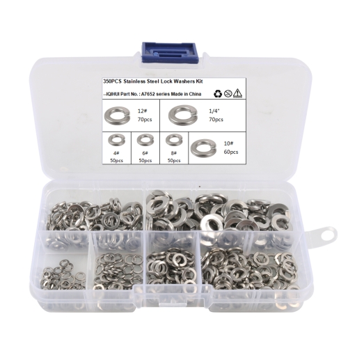 

A7652 350 in 1 6 Sizes 304 Stainless Steel Split Lock Spring Washer Kit