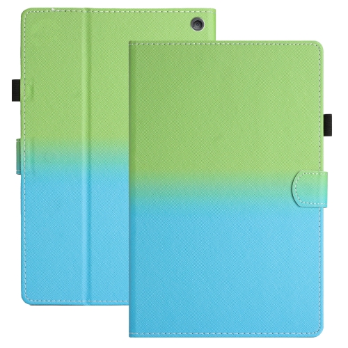 

For Amazon Kindle Fire HD8 2020 Stitching Gradient Leather Tablet Case(Green Blue)