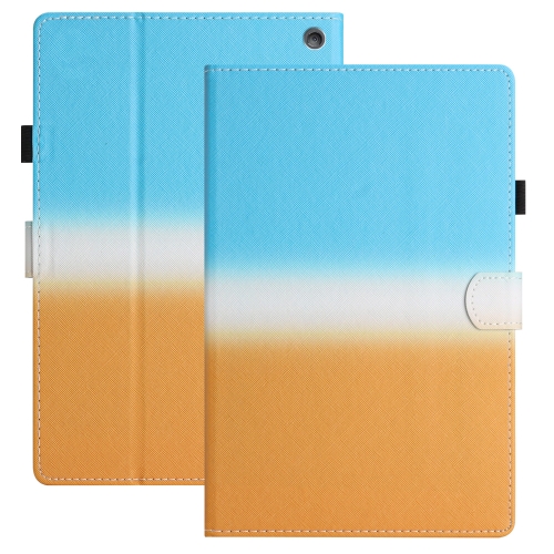 

For Amazon Kindle Fire HD10 / HD10 Plus 2021 Stitching Gradient Leather Tablet Case(Blue Orange)