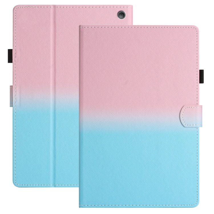 

For Amazon Kindle Fire 7 2022 Stitching Gradient Leather Tablet Case(Pink Blue)