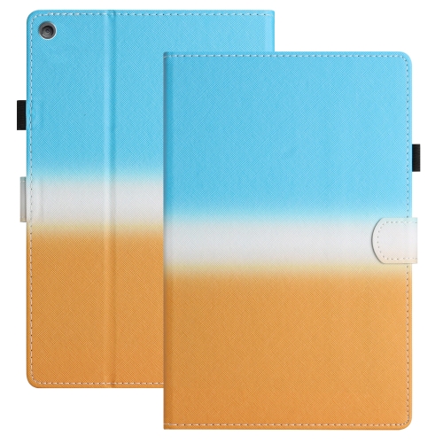 

For Amazon Kindle Fire HD8 2018 / 2017 / 2016 Stitching Gradient Leather Tablet Case(Blue Orange)