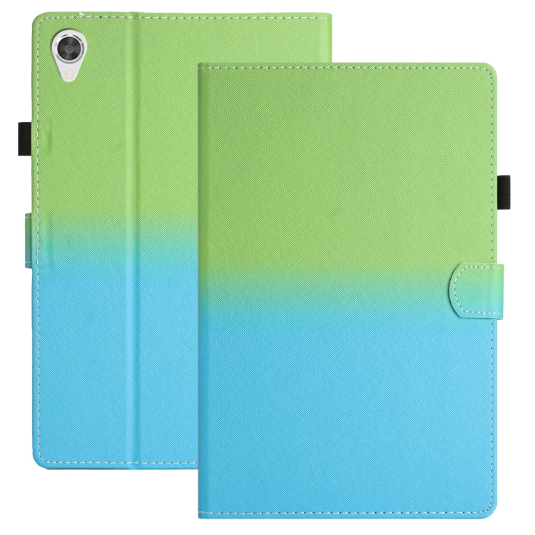 

For Lenovo Tab M10 HD Gen 2 Stitching Gradient Leather Tablet Case(Green Blue)
