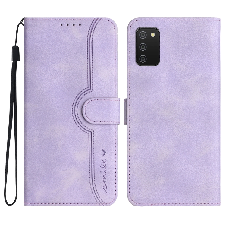 

For Samsung Galaxy A02s 164mm Heart Pattern Skin Feel Leather Phone Case(Purple)