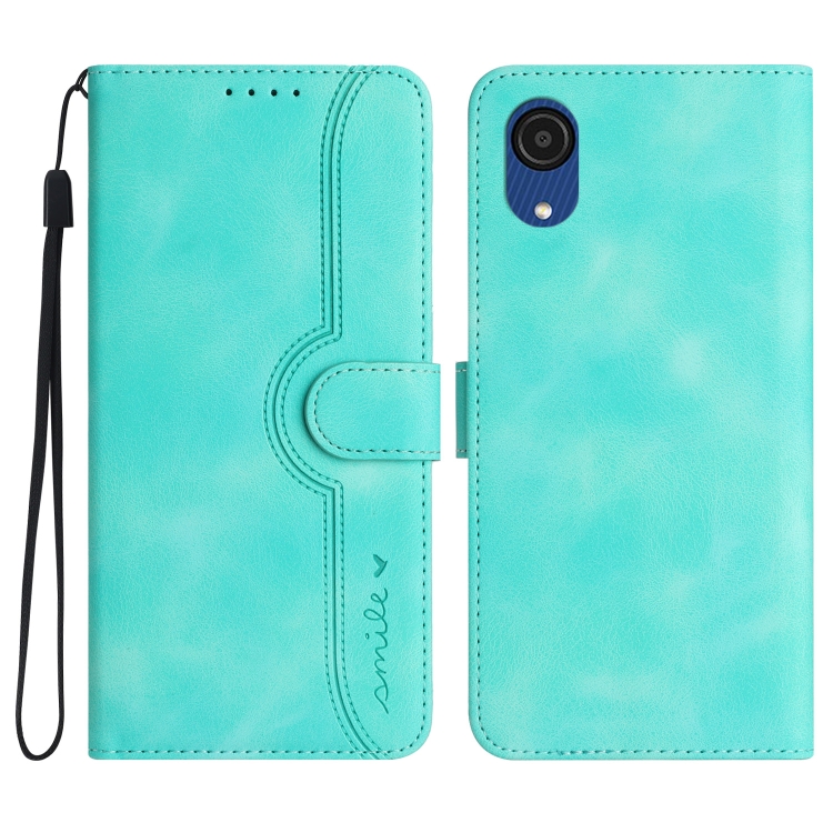 

For Samsung Galaxy A03 Core Heart Pattern Skin Feel Leather Phone Case(Light Blue)