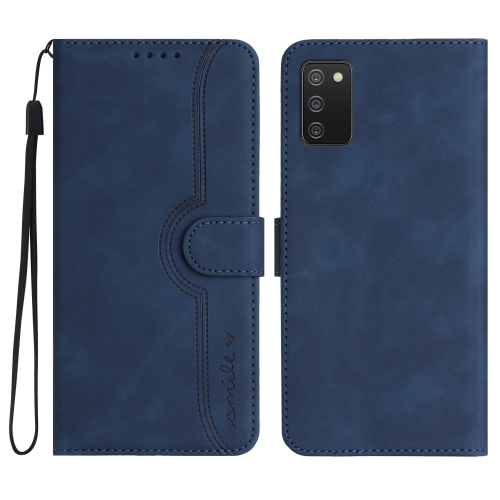 

For Samsung Galaxy A03s 166mm Heart Pattern Skin Feel Leather Phone Case(Royal Blue)