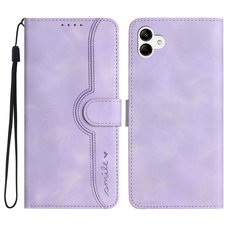 

For Samsung Galaxy A04e Heart Pattern Skin Feel Leather Phone Case(Purple)