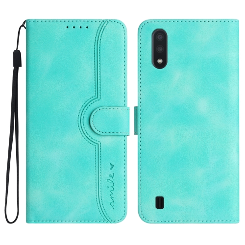 

For Samsung Galaxy A10/M10 Heart Pattern Skin Feel Leather Phone Case(Light Blue)