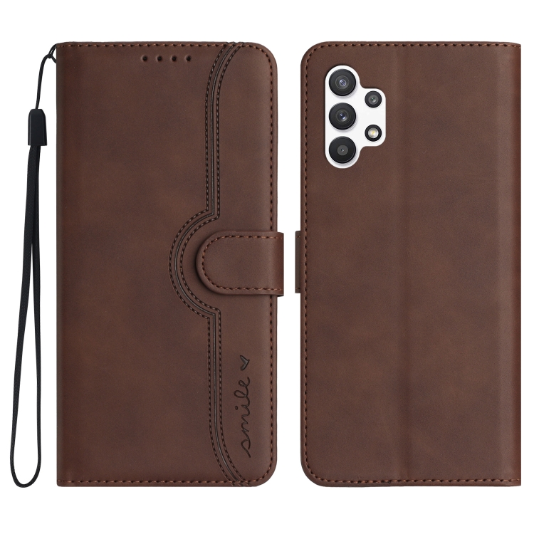 

For Samsung Galaxy A13 4G Heart Pattern Skin Feel Leather Phone Case(Brown)