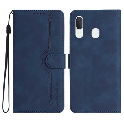 

For Samsung Galaxy A20/A30 Heart Pattern Skin Feel Leather Phone Case(Royal Blue)