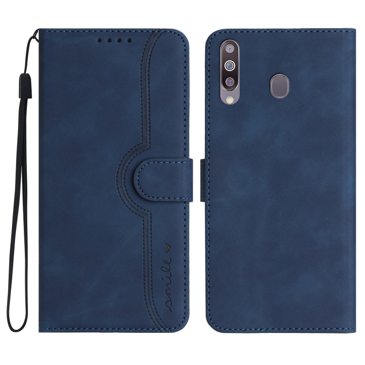 

For Samsung Galaxy A20s Heart Pattern Skin Feel Leather Phone Case(Royal Blue)