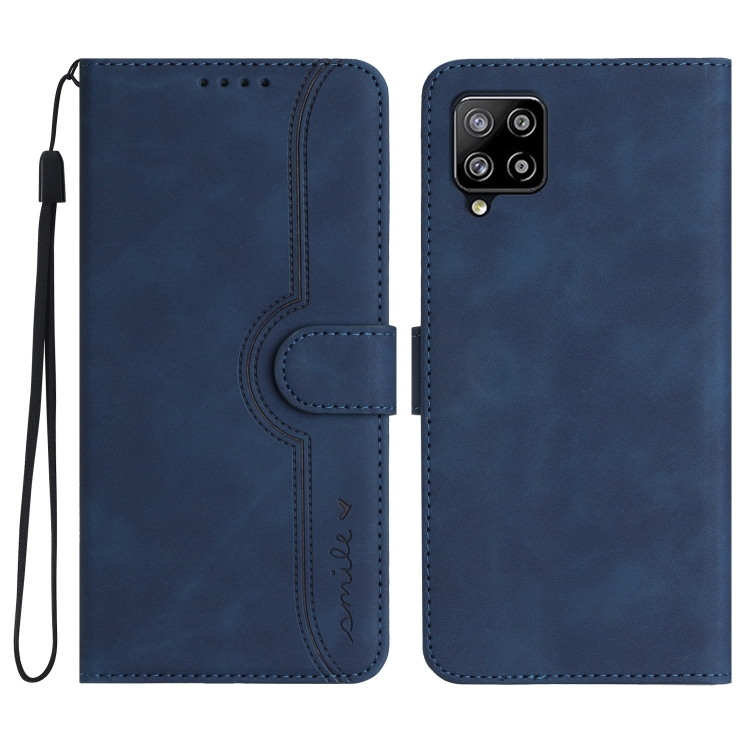 

For Samsung Galaxy A22 4G Heart Pattern Skin Feel Leather Phone Case(Royal Blue)