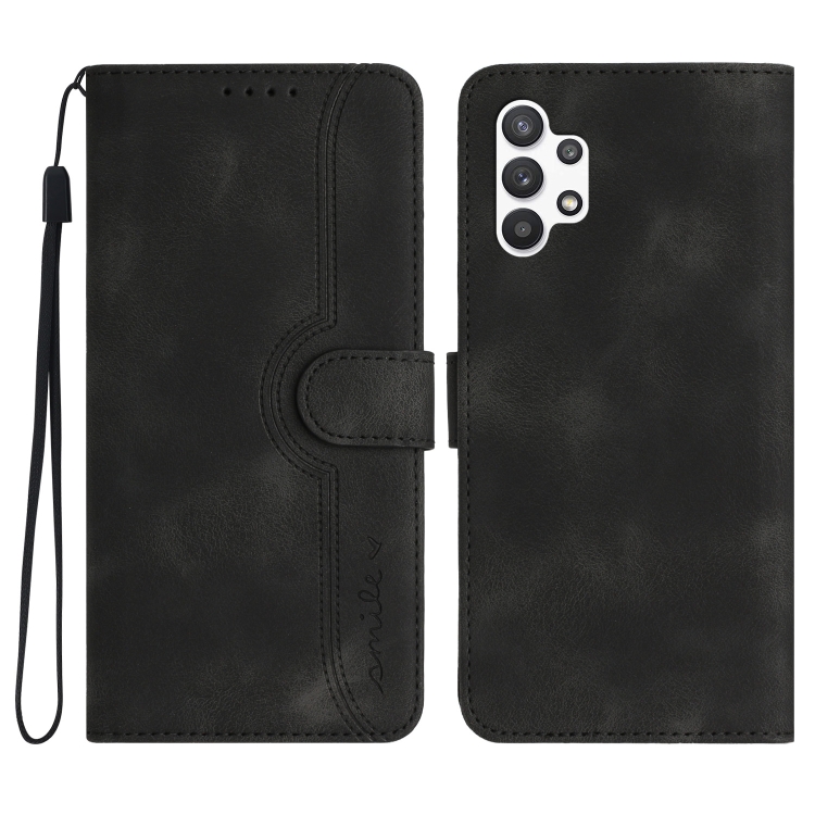 

For Samsung Galaxy A32 5G Heart Pattern Skin Feel Leather Phone Case(Black)