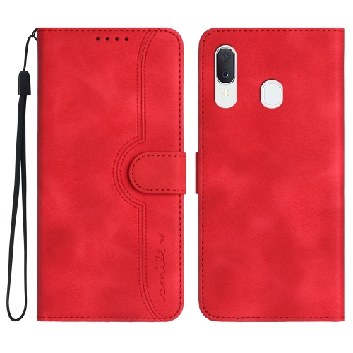 

For Samsung Galaxy A40 Heart Pattern Skin Feel Leather Phone Case(Red)