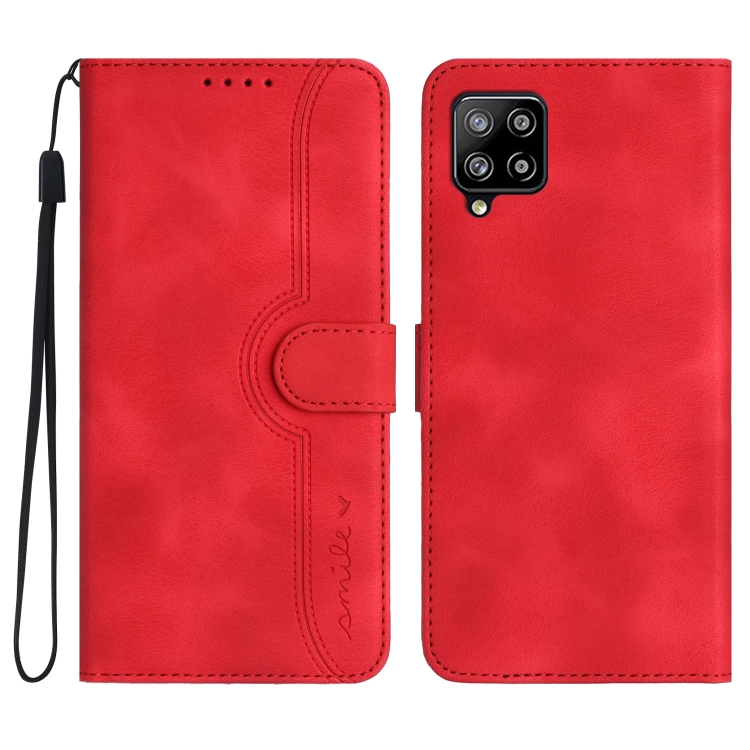

For Samsung Galaxy A42 5G Heart Pattern Skin Feel Leather Phone Case(Red)