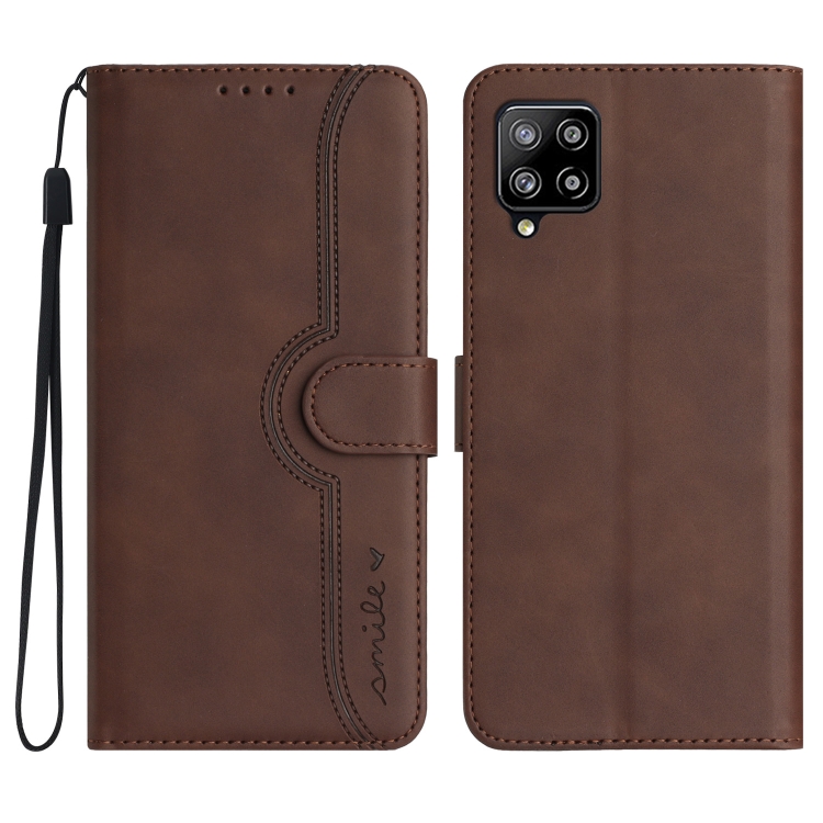 

For Samsung Galaxy A42 5G Heart Pattern Skin Feel Leather Phone Case(Brown)