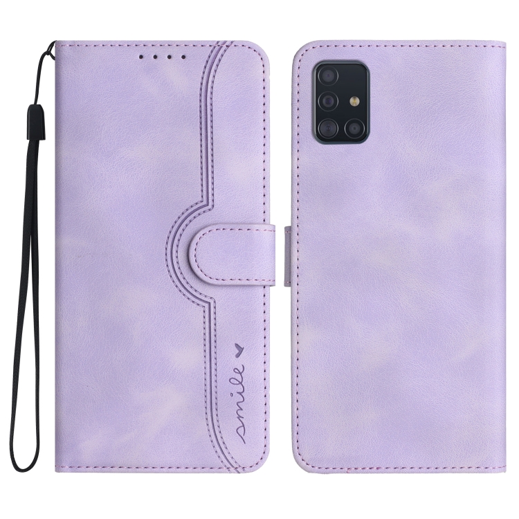 

For Samsung Galaxy A51 4G Heart Pattern Skin Feel Leather Phone Case(Purple)