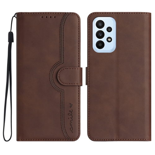 

For Samsung Galaxy A52 4G/5G Heart Pattern Skin Feel Leather Phone Case(Brown)