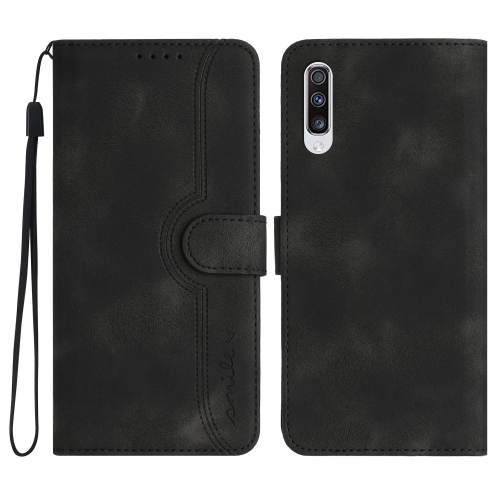 

For Samsung Galaxy A70 Heart Pattern Skin Feel Leather Phone Case(Black)