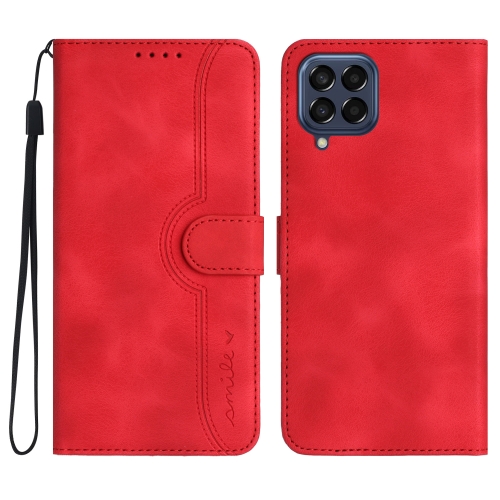 

For Samsung Galaxy M53 5G Heart Pattern Skin Feel Leather Phone Case(Red)