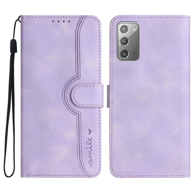 

For Samsung Galaxy Note20 Heart Pattern Skin Feel Leather Phone Case(Purple)