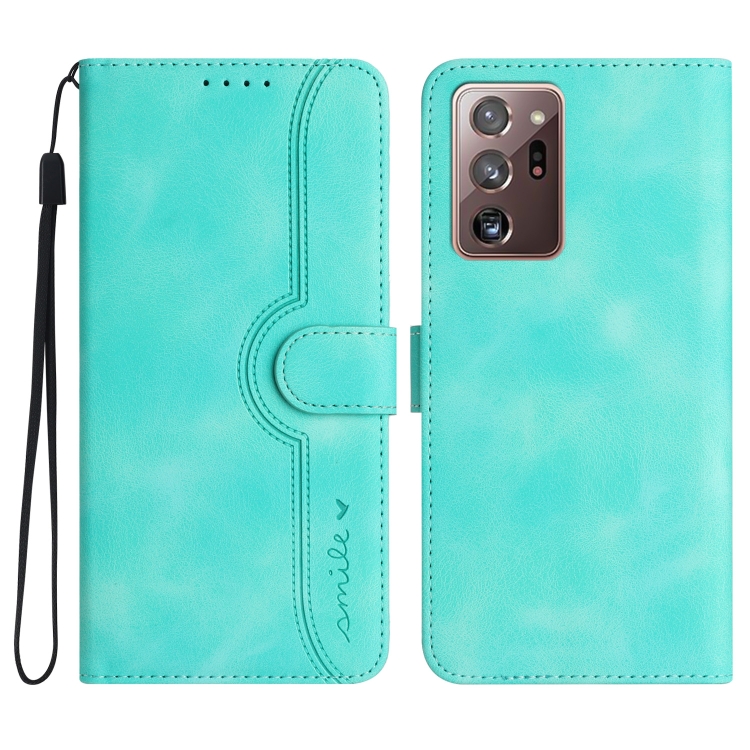 

For Samsung Galaxy Note20 Ultra Heart Pattern Skin Feel Leather Phone Case(Light Blue)