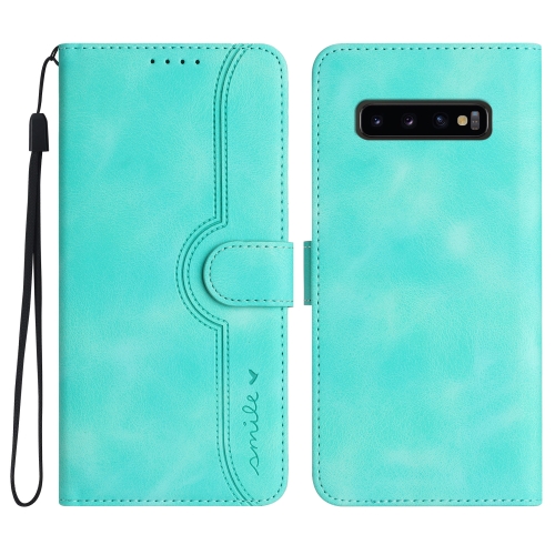 

For Samsung Galaxy S10 Heart Pattern Skin Feel Leather Phone Case(Light Blue)