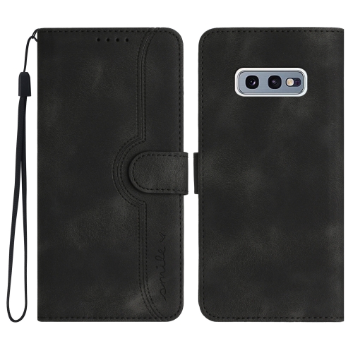 

For Samsung Galaxy S10e Heart Pattern Skin Feel Leather Phone Case(Black)