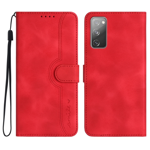 

For Samsung Galaxy S20 FE 5G Heart Pattern Skin Feel Leather Phone Case(Red)