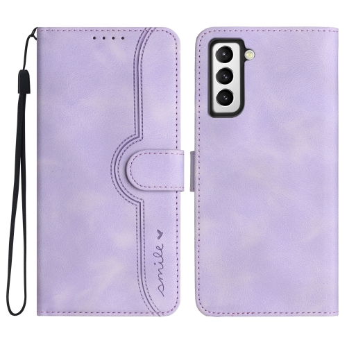 

For Samsung Galaxy S21 FE 5G Heart Pattern Skin Feel Leather Phone Case(Purple)