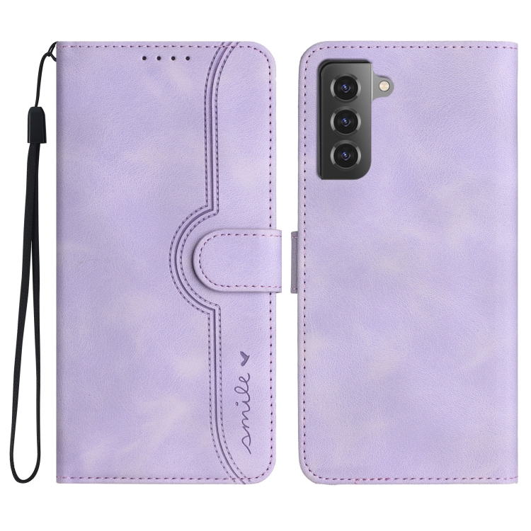 

For Samsung Galaxy S22 5G Heart Pattern Skin Feel Leather Phone Case(Purple)