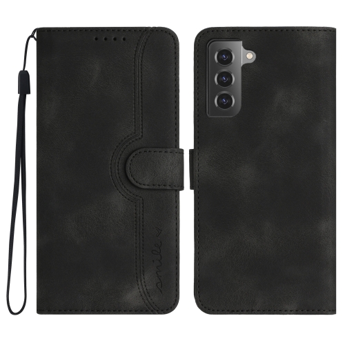 

For Samsung Galaxy S22+ 5G Heart Pattern Skin Feel Leather Phone Case(Black)
